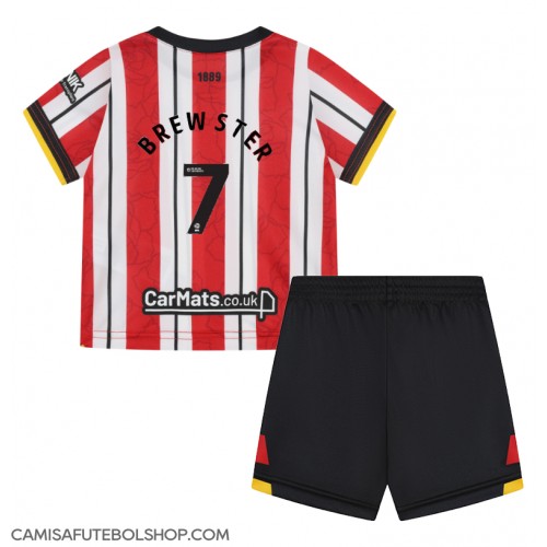 Camisa de time de futebol Sheffield United Rhian Brewster #7 Replicas 1º Equipamento Infantil 2024-25 Manga Curta (+ Calças curtas)